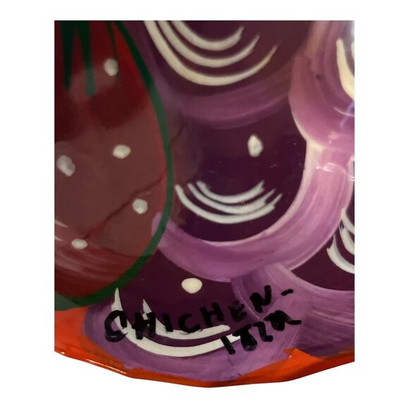 VTG Chichen Itza Mexican Hand Painted Pottery Bowl Colorful Folk Art - Picture 3 of 6